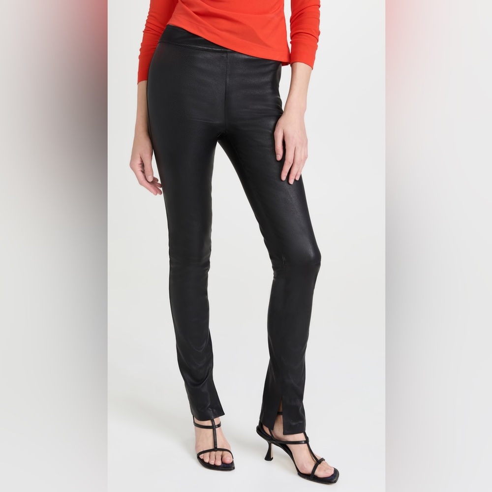 NWT Helmut Lang Leather Black Core Slit Lambskin Pants Cotton lined Size 0 SEXY